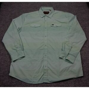 Howler Brothers Shirt Mens XL Green H Bar B Tech Snap Button Grainfields Hemp